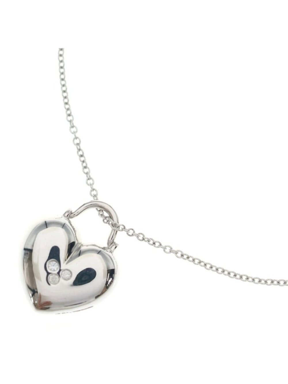 Tiffany & Co 18k White Gold Sentimental Heart Diamond Chain Necklace